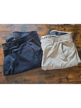 Lot Of 2 35x32 Black & Khaki Under Armour Pants Golf Mens 1309545